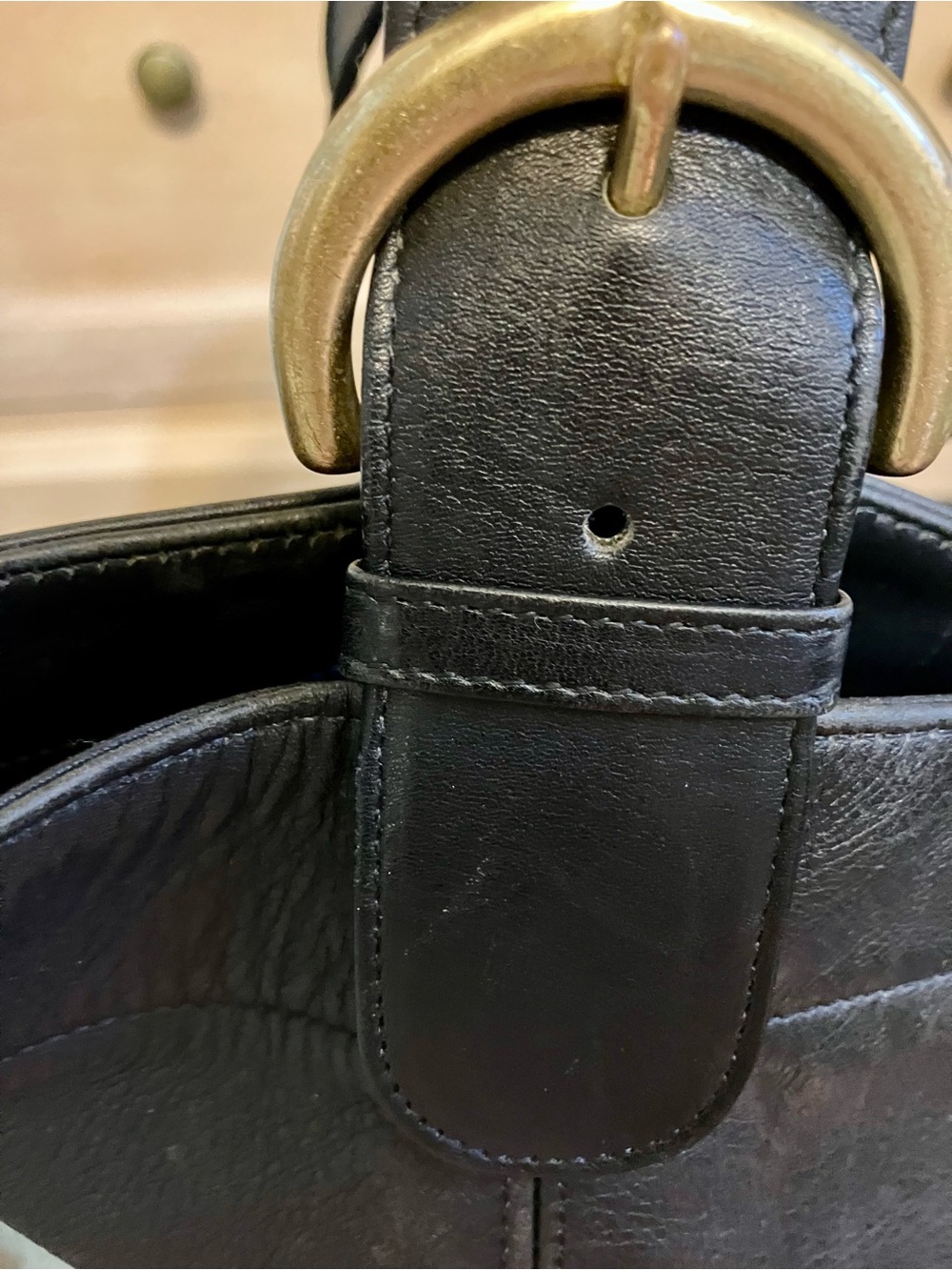 Coach Black Leather Large Shoulder Tote with Brass Hardware - Picture 7 of 10